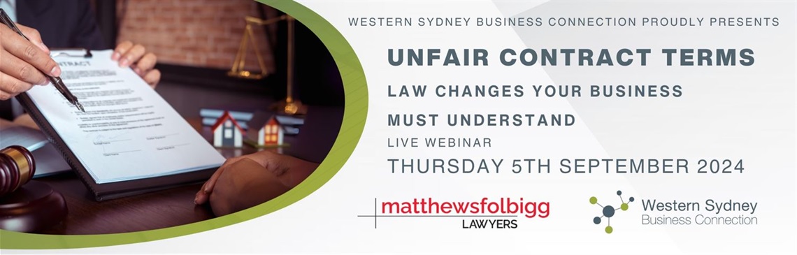 Unfair Contract Terms online webinar presented by Western Sydney Business Connection