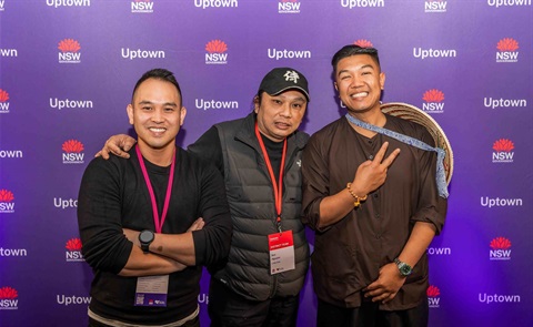 Group photo of Uptown Accelerator Districts, Seng from VIP Karaoke in Canley Heights, Ben from Hai Au Restaurant in Canley Vale, and Anthony from Fornasier Real Estate in Canley Vale.